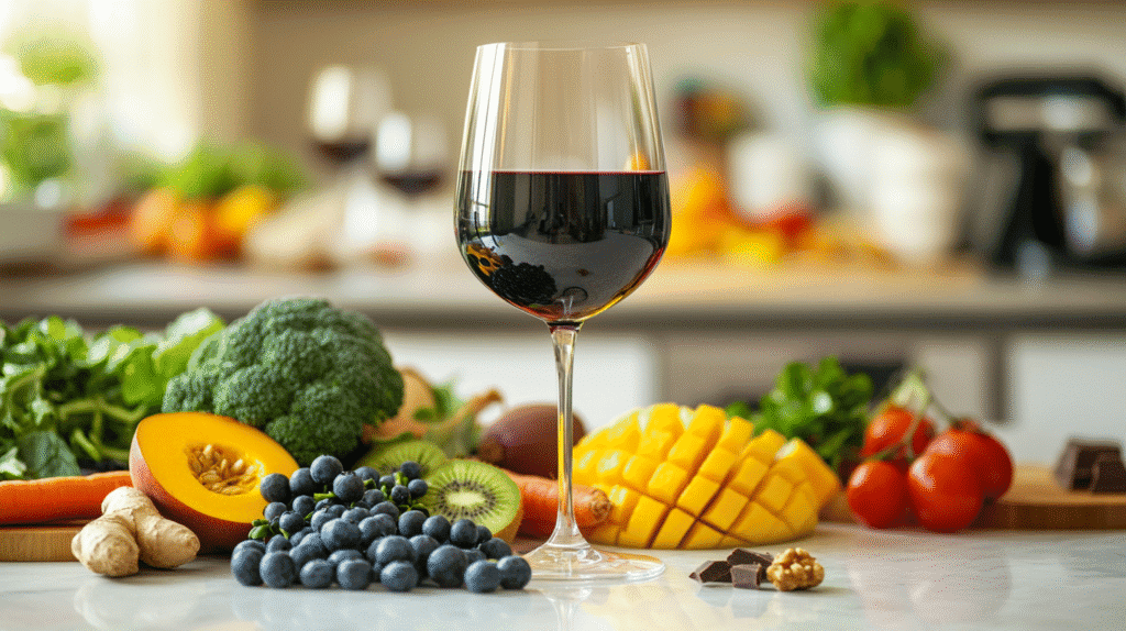 Антиоксиданти: Как тялото ни се защитава отвътре 14 Close up shot of a glass of red wine Blueberries 4